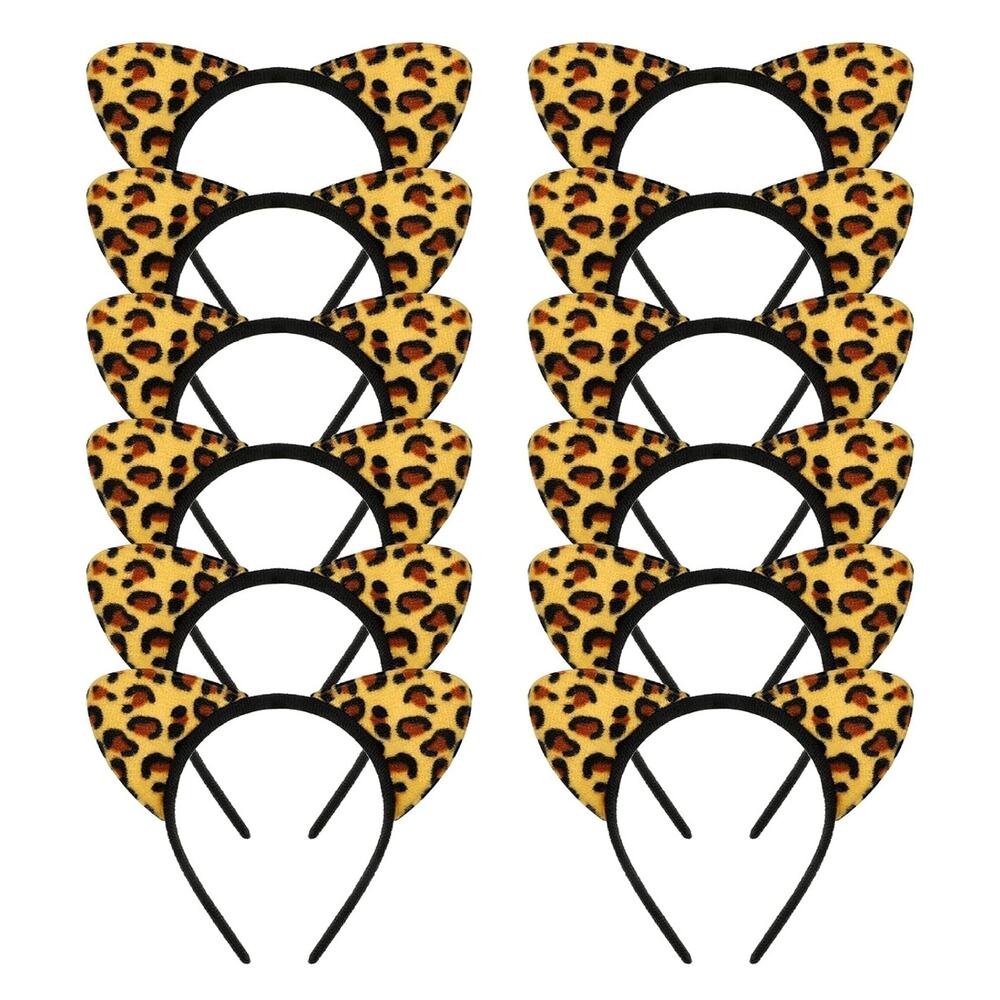0427 New Leopard Cat Ears Headbands 12 Pack Party Supply